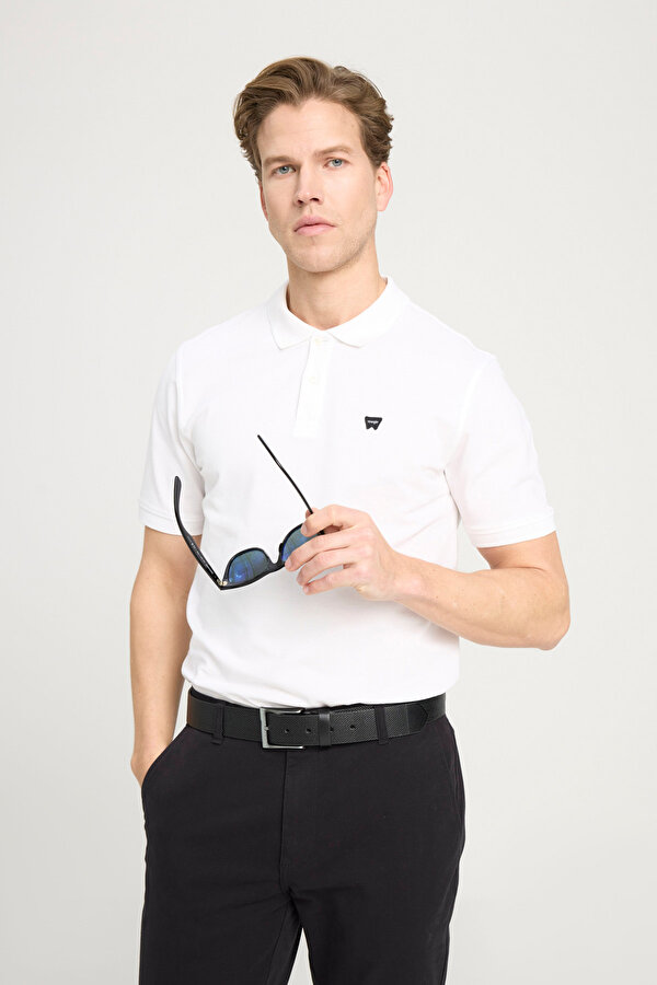 WRANGLER Kısa Kollu Polo T-shirt Beyaz Erkek Kısa Kol T-Shirt