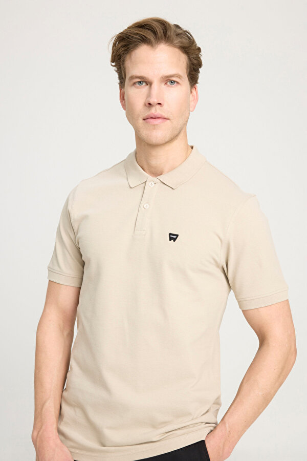 WRANGLER Kısa Kollu Polo T-shirt Ekru Erkek Kısa Kol T-Shirt