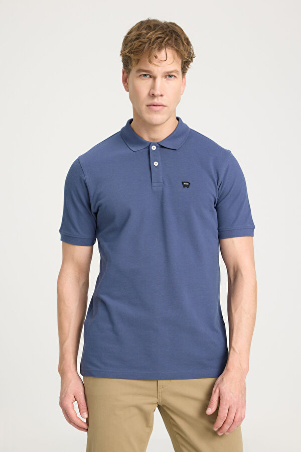 WRANGLER Kısa Kollu Polo T-shirt Mavi Erkek Kısa Kol T-Shirt