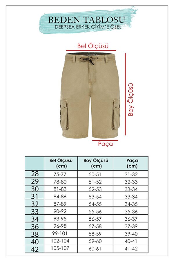 Deep Sea DeepSEA Erkek Yeşil Yeni Sezon Yan Cep Fermuarlı Slim Fit Kargo Şort Kapri 2301613