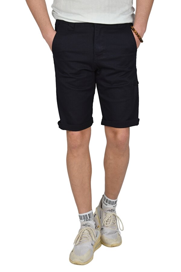 Deep Sea DeepSEA Erkek Lacivert Yeni Sezon Yan Cep Fermuarlı Slim Fit Kargo Şort Kapri 2301613
