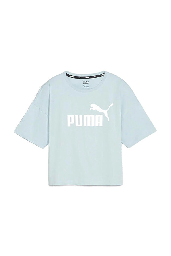 Puma ESS Cropped Logo Tee Mavi Kadın Kısa Kol T-Shirt