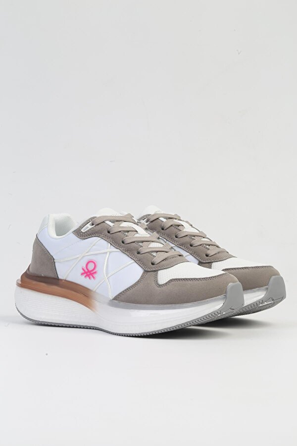 Benetton ® İTHAL Beyaz Gri Kadın Spor Ayakkabı BNI-10044