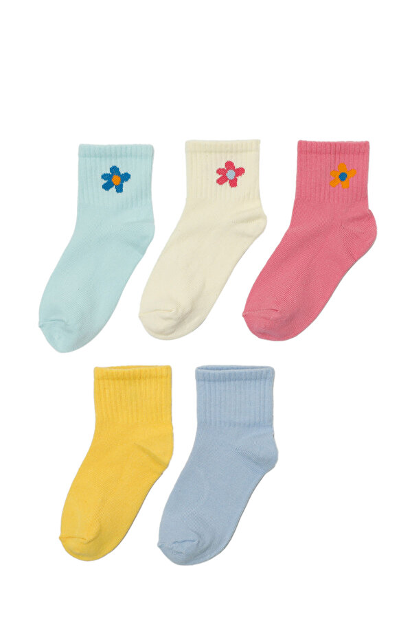 Polaris CICEK 5 LI SKT-G 4FX Çok Renkli Kız Çocuk 5'li Soket Çorap