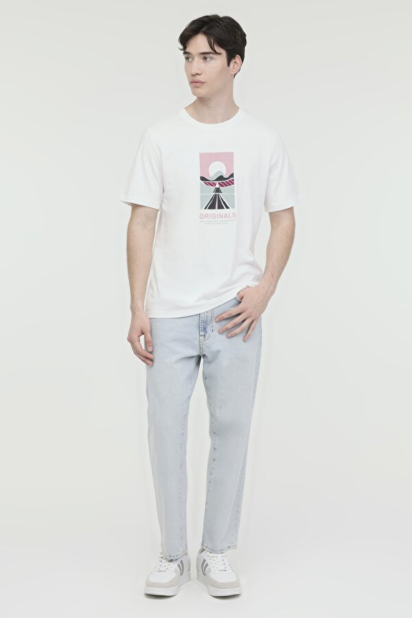 Jack & Jones JORLAFAYETTE TEE SS CREW Beyaz Erkek Kısa Kol T-Shirt