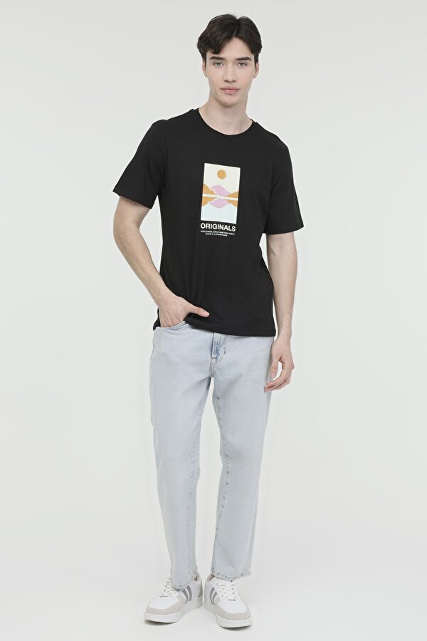 Jack & Jones JORLAFAYETTE TEE SS CREW Siyah Erkek Kısa Kol T-Shirt