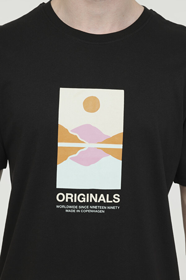 Jack & Jones JORLAFAYETTE TEE SS CREW Siyah Erkek Kısa Kol T-Shirt