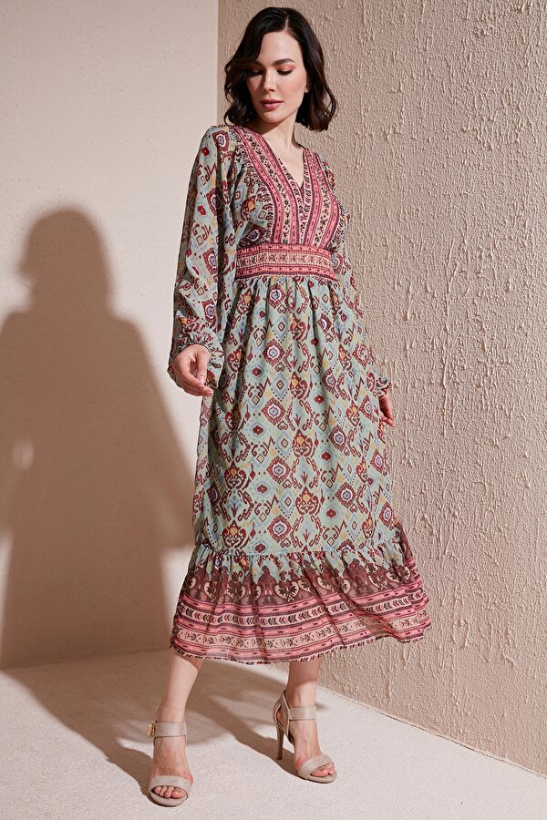 Lela Bayan Elbise 611EL499 HAKİ