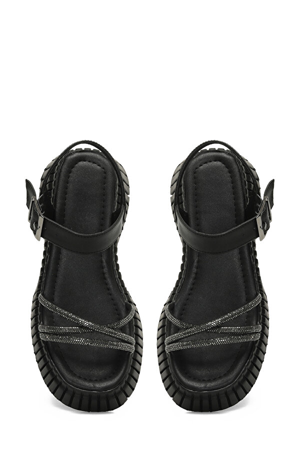 Butigo SHINY 4FX Siyah Kadın Kalın Taban Sandalet