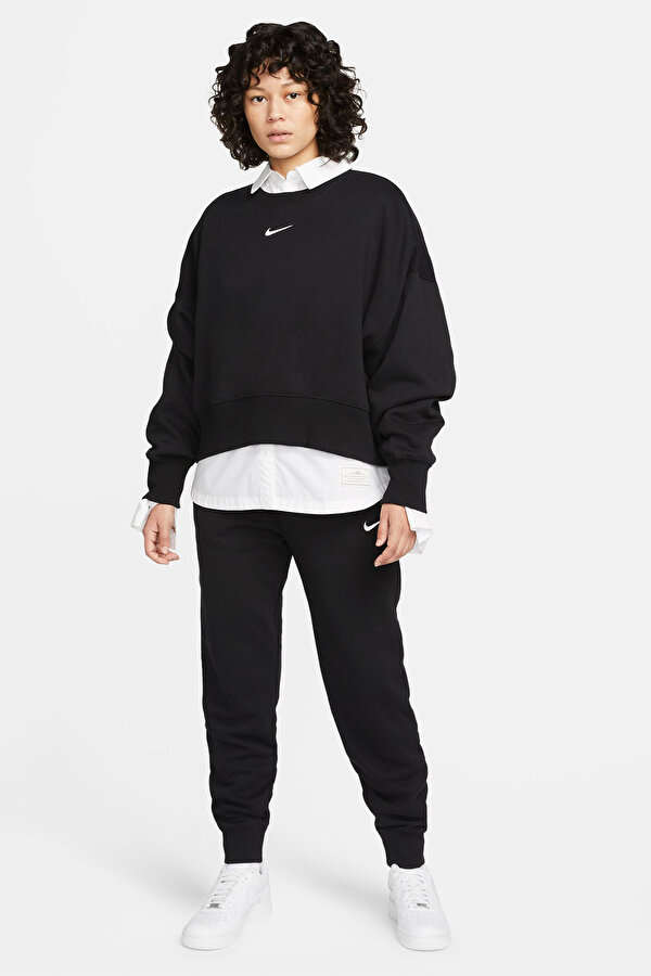 Nike W NSW PHNX FLC OOS CREW Siyah Kadın Sweatshirt