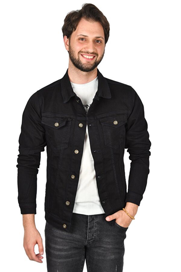 Deep Sea DeepSEA  Erkek Koyu Lacivert Lazer Kesim Slim Fit Likralı Kot Mont 2201007