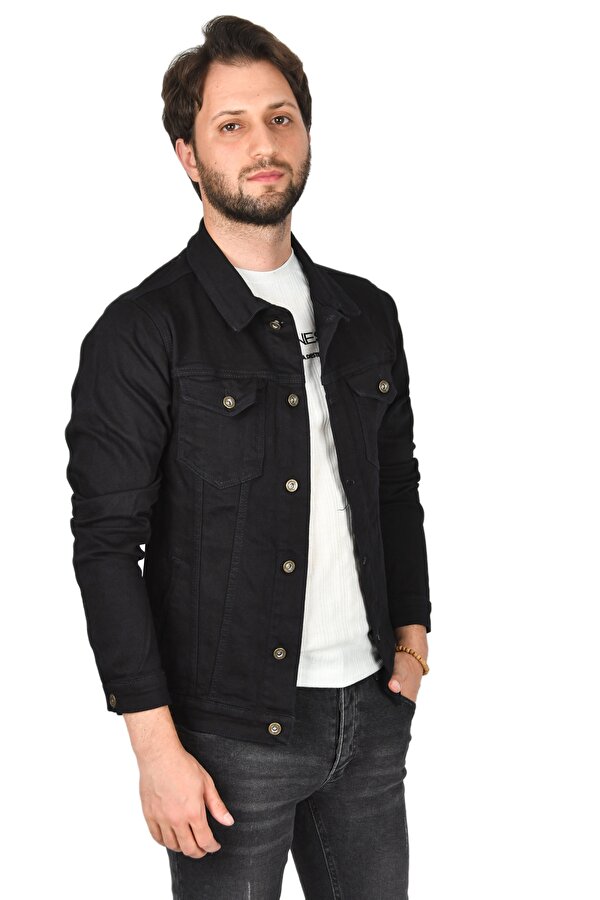 Deep Sea DeepSEA  Erkek Koyu Lacivert Lazer Kesim Slim Fit Likralı Kot Mont 2201007