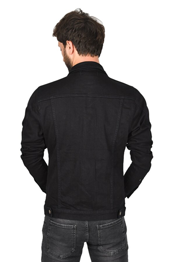 Deep Sea DeepSEA  Erkek Koyu Lacivert Lazer Kesim Slim Fit Likralı Kot Mont 2201007