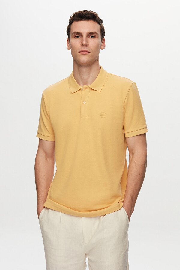 Ds Damat Regular Fit Açık Sarı %100 Pamuk Polo Yaka T-shirt