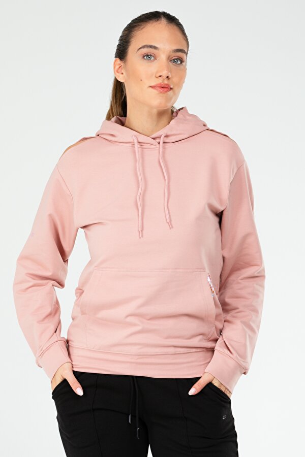 Speedlife Orkide Regular Pamuklu Kapüşonlu Kanguru Cep Kadın Sweatshirt SC1179