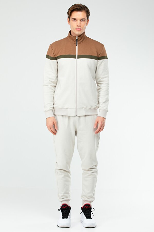 Speedlife Taş Regular Pamuklu Dik Yaka Lastik Paça Erkek Eşofman Takım XA1728