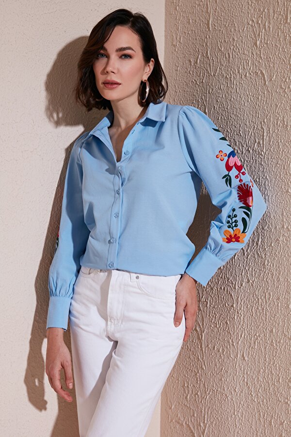 Lela Bayan Gömlek 611GO003 BEBE MAVİ