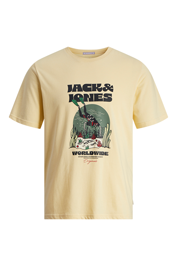 Jack & Jones Jack&Jones O Yaka Baskılı Kısa Kollu Sarı Erkek T-Shirt 12255192
