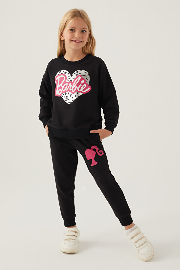Barbie Lisanslı 1764 Sweatshirt ve Pantolon Alt Üst Kız Çocuk Eşofman Takımı