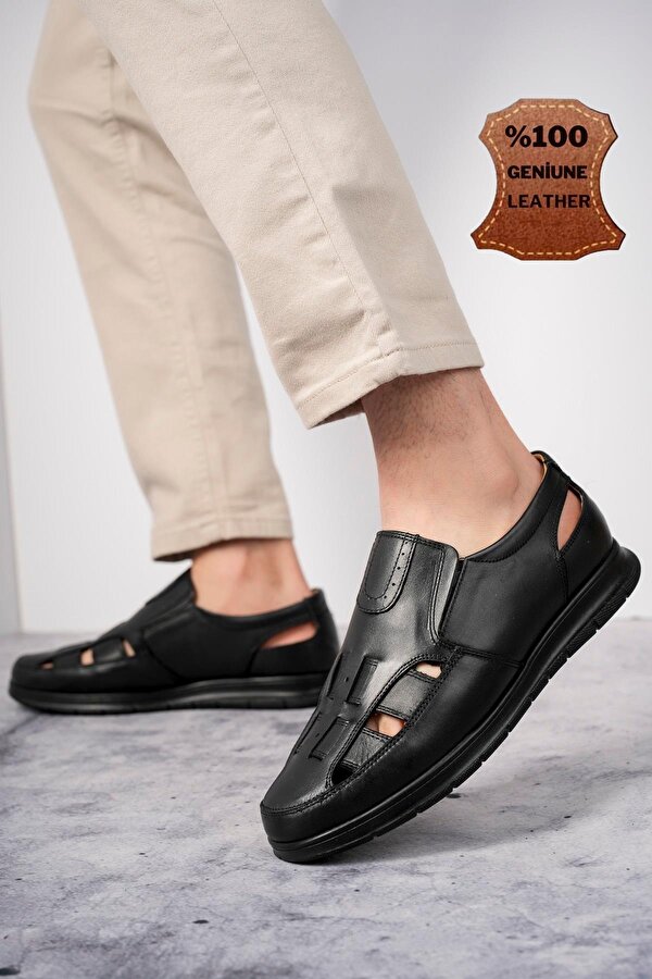 Muggo Oliver Garantili Erkek Günlük Klasik Hakiki Deri  Rahat Ortopedik Sandalet
