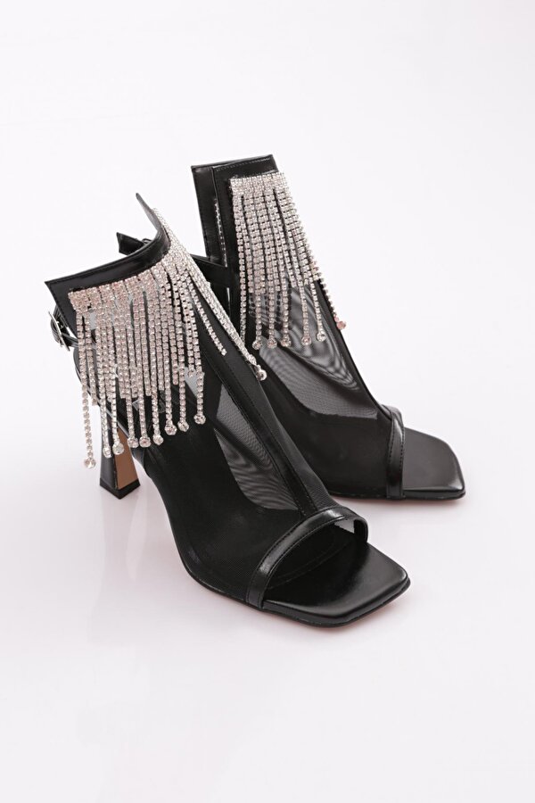 DGN 6904 Kadin Halhal Detayli Topuklu Abiye Ayakkabi