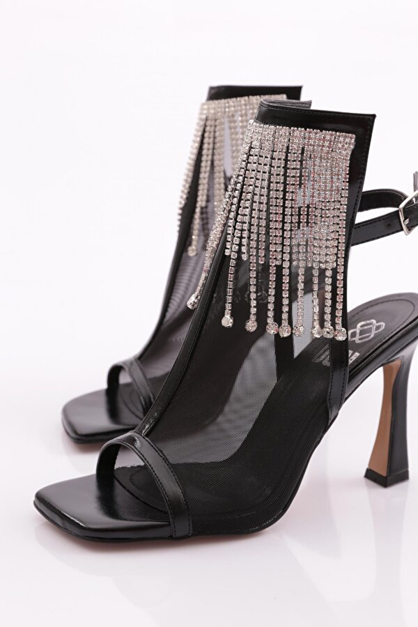 DGN 6904 Kadin Halhal Detayli Topuklu Abiye Ayakkabi