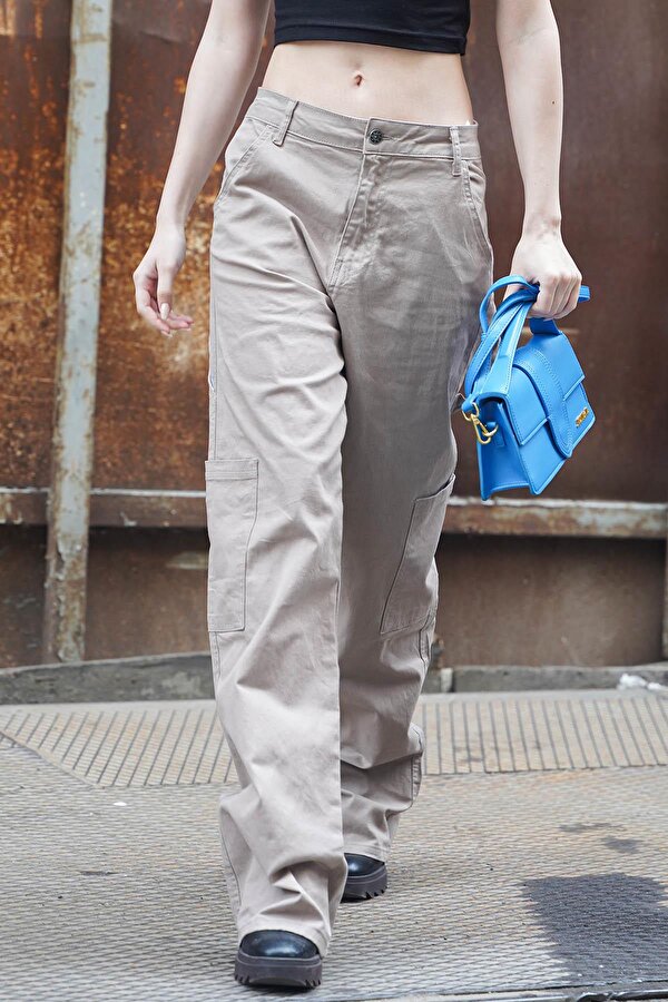 Madmext Taş Rengi Straight Fit Kargo Pantolon MG1601