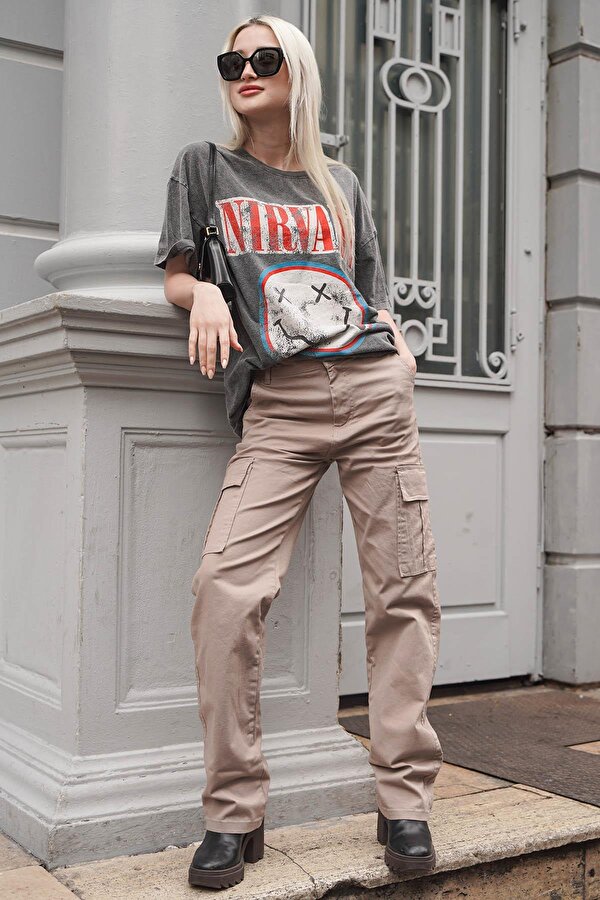 Madmext Taş Rengi Cep Detaylı Kargo Pantolon MG1602