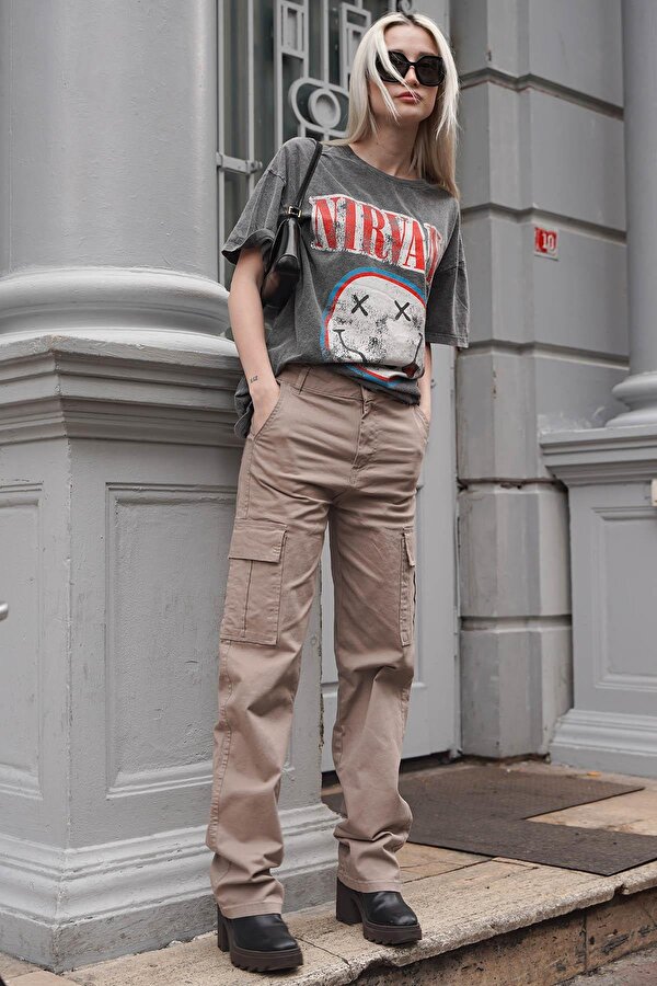 Madmext Taş Rengi Cep Detaylı Kargo Pantolon MG1602