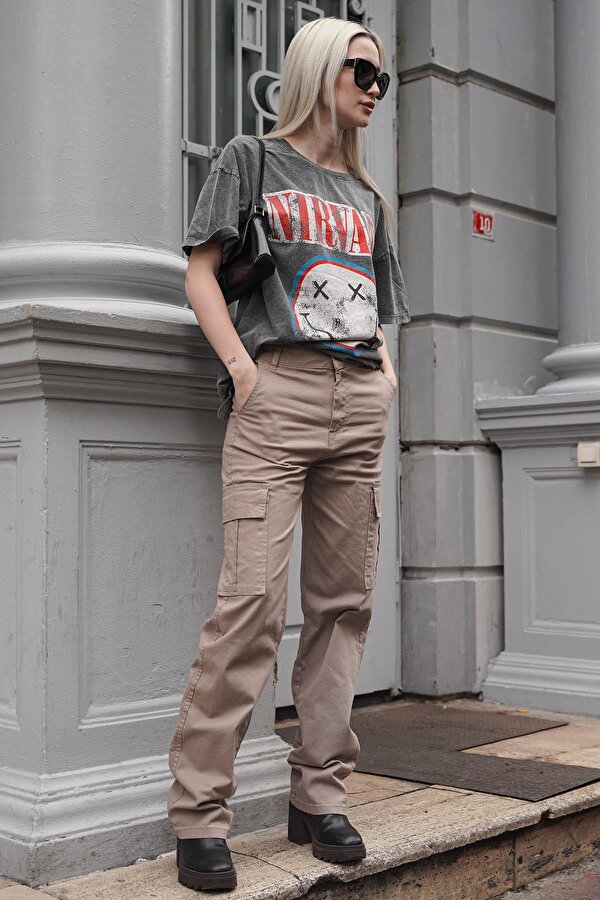 Madmext Taş Rengi Cep Detaylı Kargo Pantolon MG1602