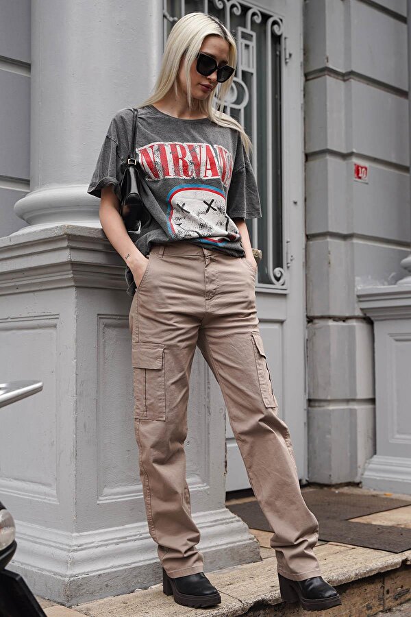 Madmext Taş Rengi Cep Detaylı Kargo Pantolon MG1602