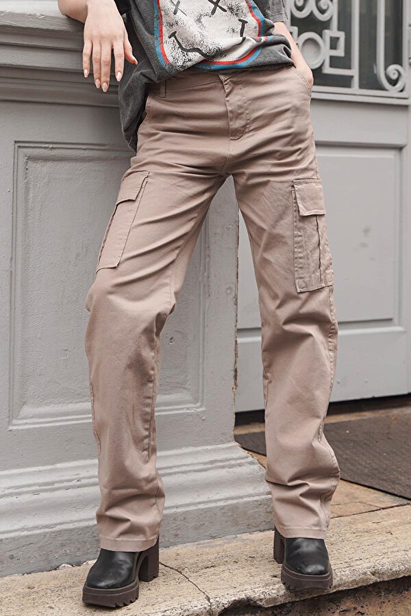 Madmext Taş Rengi Cep Detaylı Kargo Pantolon MG1602
