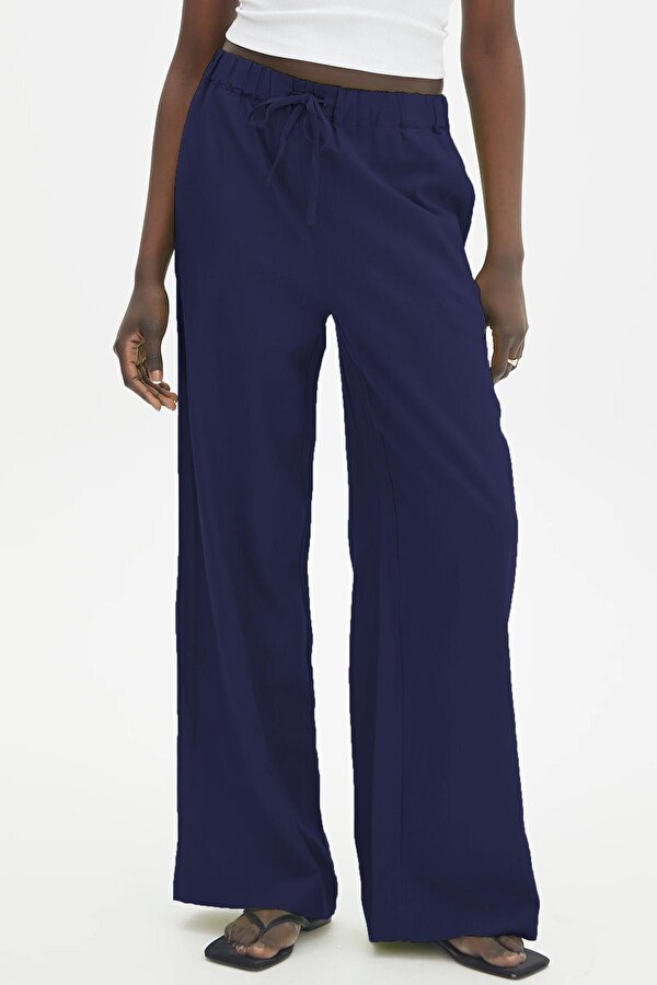 Madmext Lacivert Geniş Paça Kadın Pantolon MG1982