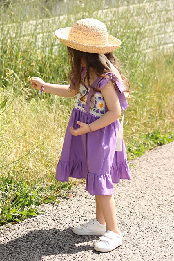 Miniko Kids KIZ ÇOCUK PAMUK İŞLEMELİ SÜZENE ELBİSE