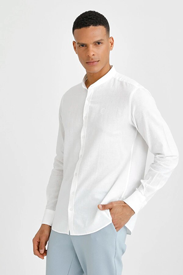 Lumberjack SHIRT KOREAN COLLAR WHITE Man Shirt