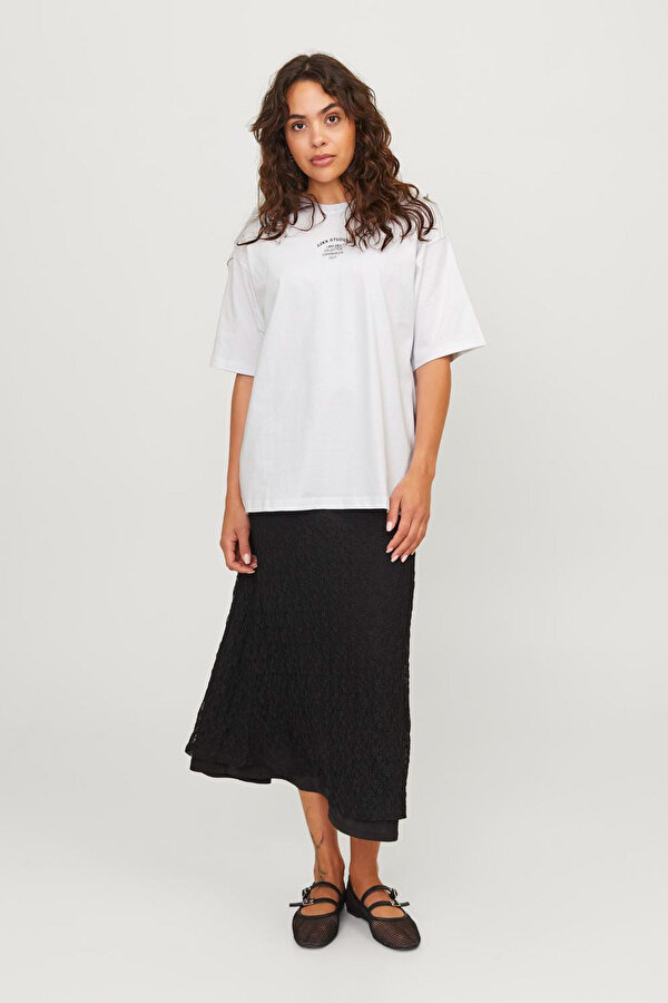 Jjxx JXALVA LOOSE SS PRINT TEE Beyaz Kadın Kısa Kol T-Shirt