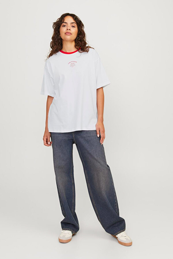 Jjxx JXALBA LOOSE SS PRINT TEE Beyaz Kadın Kısa Kol T-Shirt