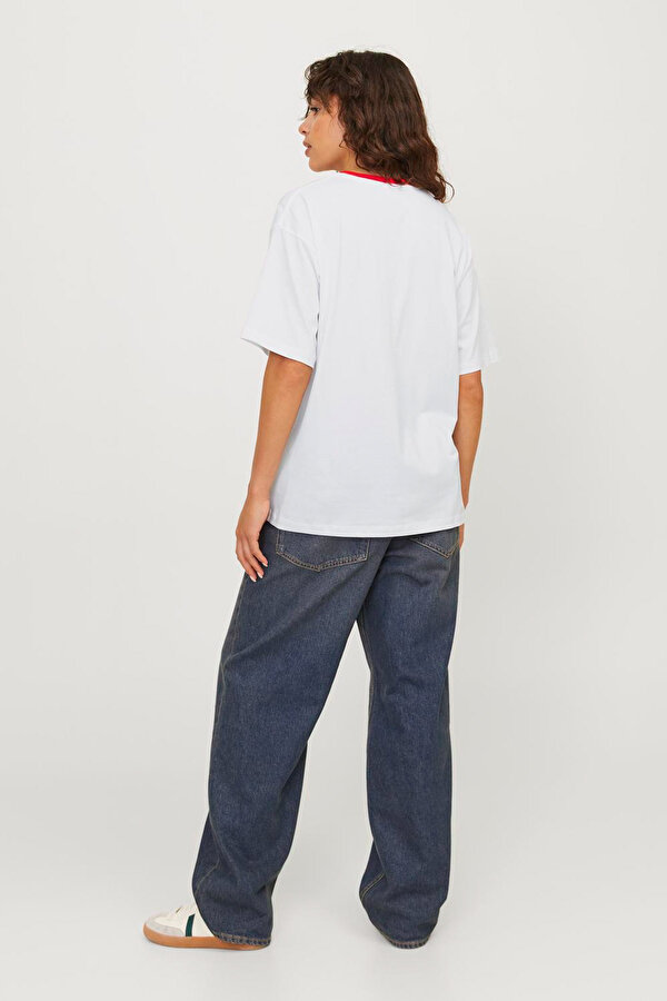 Jjxx JXALBA LOOSE SS PRINT TEE Beyaz Kadın Kısa Kol T-Shirt