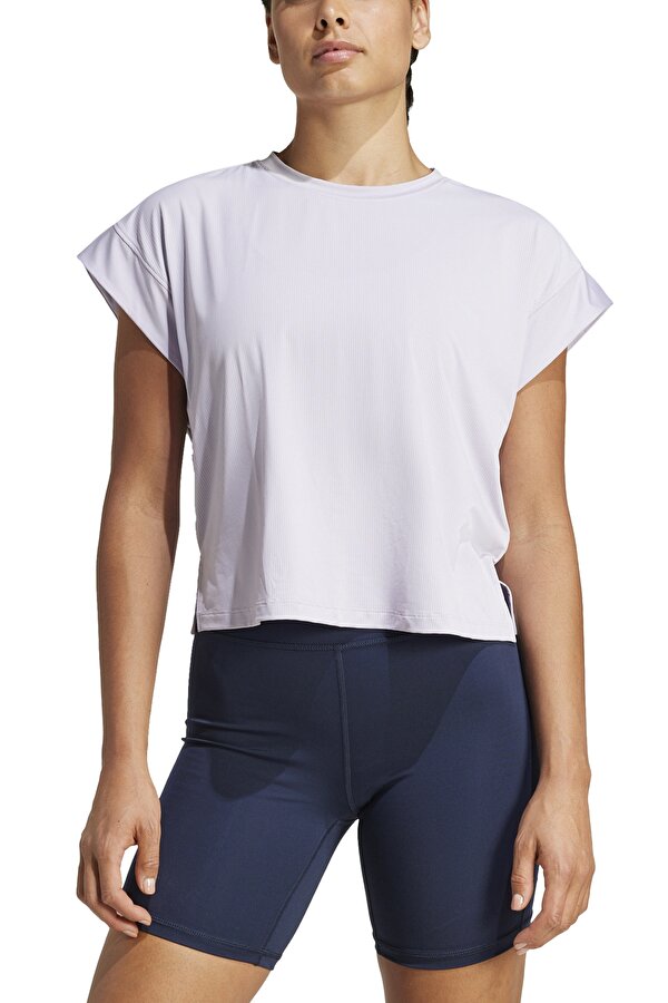 adidas STUDIO T-SHIRT Gri Kadın Kısa Kol T-Shirt