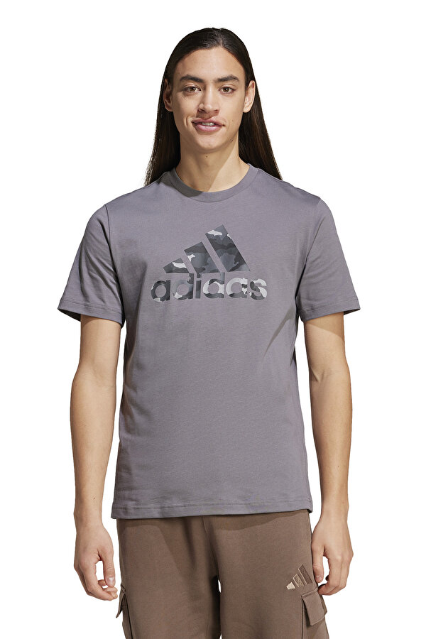 adidas M CAMO BOS T GRI Erkek Kısa Kol T-Shirt