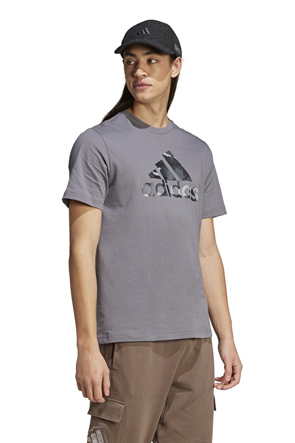 adidas M CAMO BOS T GRI Erkek Kısa Kol T-Shirt