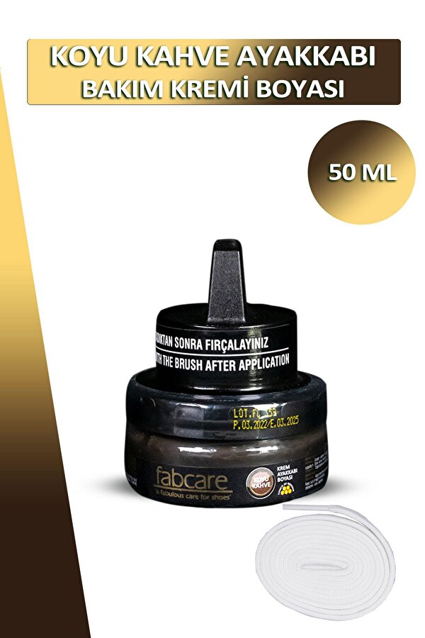 Dopar Bağcık + Fabcare Ayakkabı Bakım Kremi Boyası Cam Kavanoz Süngerli 50 ML Set