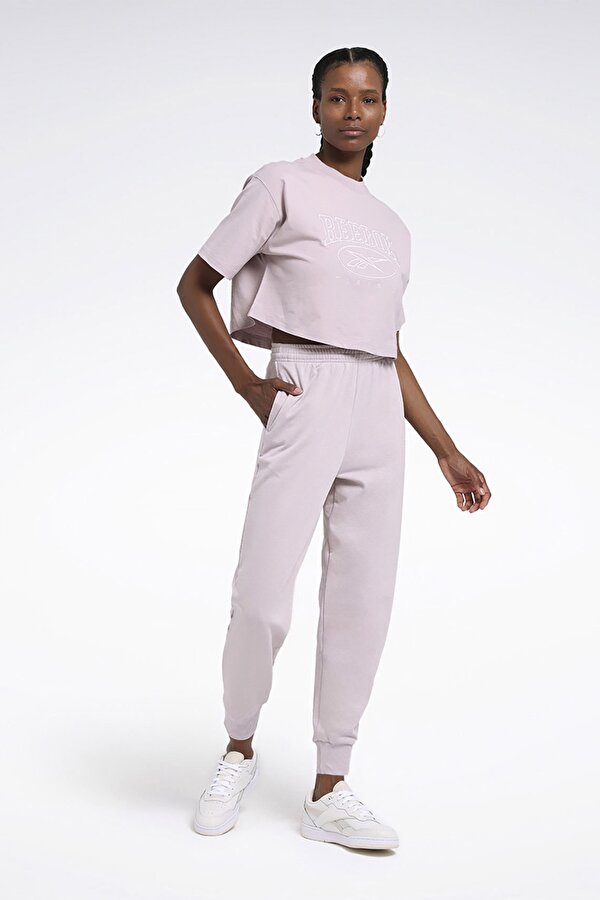 Reebok CL AE BIG LOGO CROP TEE Pembe Kadın Kısa Kol T-Shirt