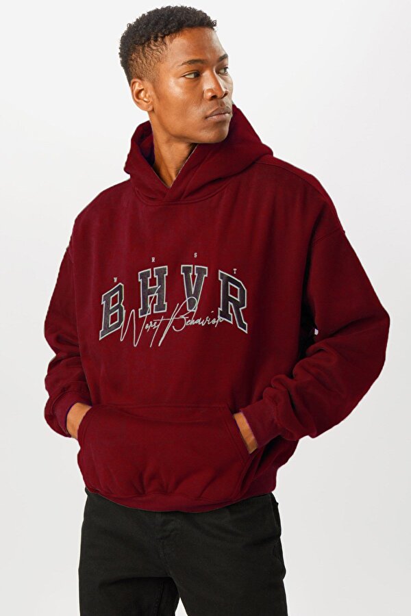 Madmext Bordo Oversize Erkek Sweatshirt 5344
