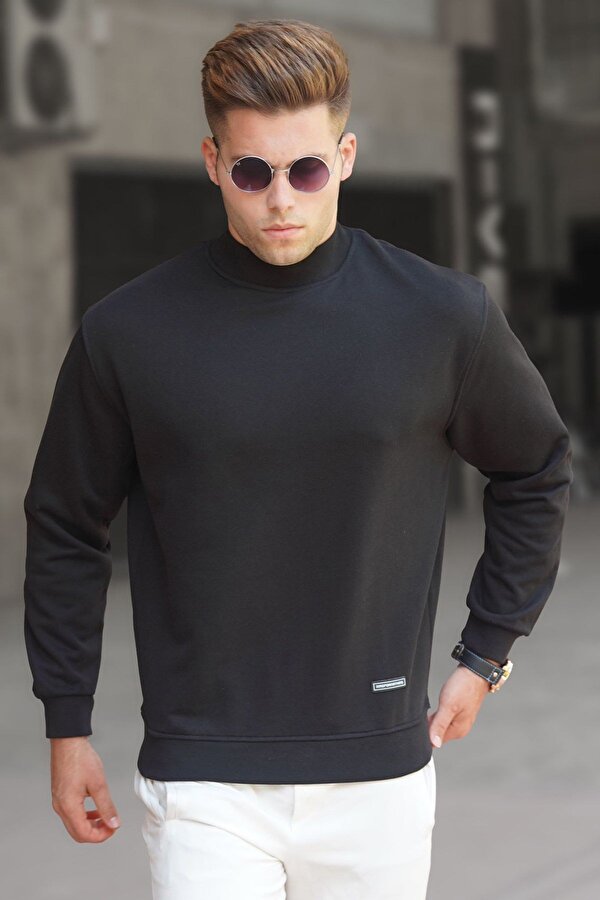 Madmext Siyah Balıkçı Yaka Sweatshirt 5301