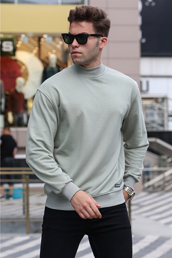Madmext Mint Yeşili Balıkçı Yaka Sweatshırt 5301