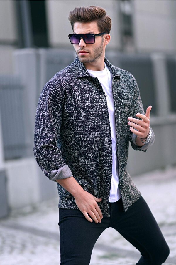 Madmext Antrasit Desenli Regular Fit Erkek Gömlek 6717