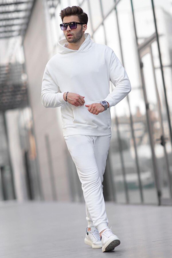 Madmext Ekru Kapüşonlu Basic Eşofman Takımı 5928