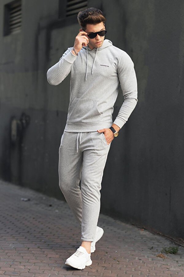 Madmext Gri Çizgili Erkek Eşofman Takımı 48224692-1