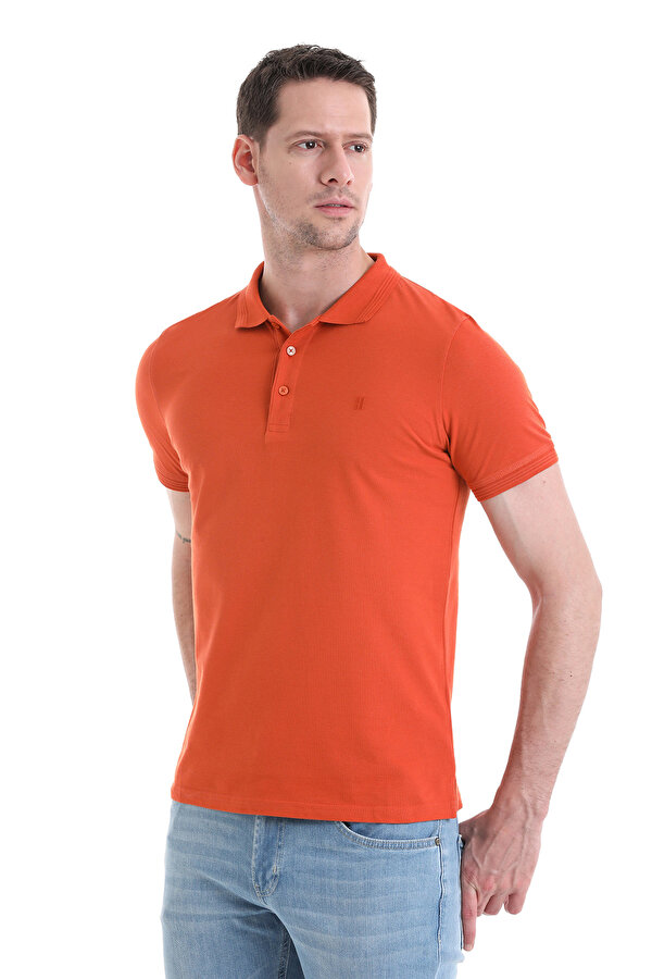 Hatemoğlu Kiremit Regular Fit Düz 100% Pamuklu Polo Yaka Tişört